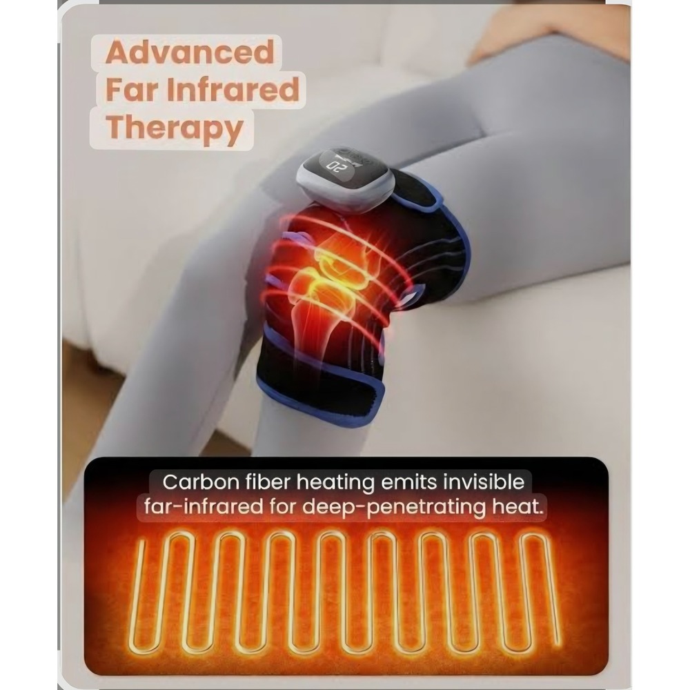 Infrared Light Vibrating Knee Pad Heat Therapy Massager Model 102351‎ Black